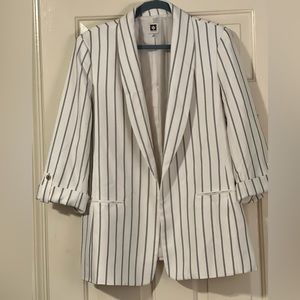 Anne Klein jacket 3/4 sleeve brand new white with very thin double black stripes